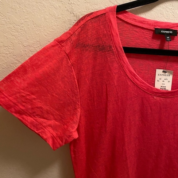 Express Pink Burnout Short Sleeve Pocket Tee Size M NEW - Picture 5 of 7